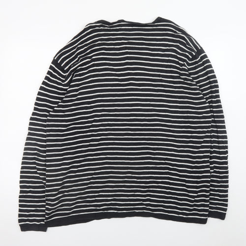 Next Women’s Black White Striped V-Neck Cotton Pullover Jumper 2XL