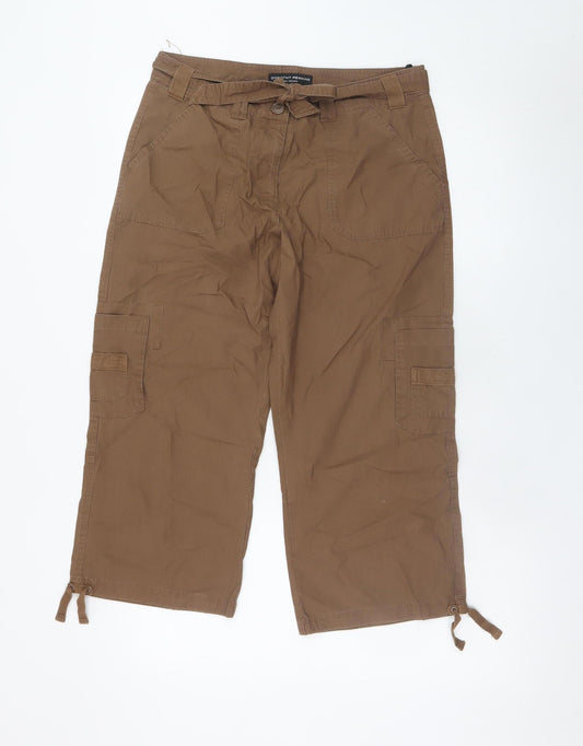 Dorothy Perkins Women Brown Cargo Trousers Size 12 Casual Twill Pants