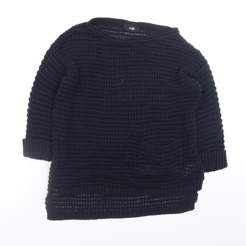 Wallis Women’s Blue Waffle-Knit Cotton Pullover Jumper Size S