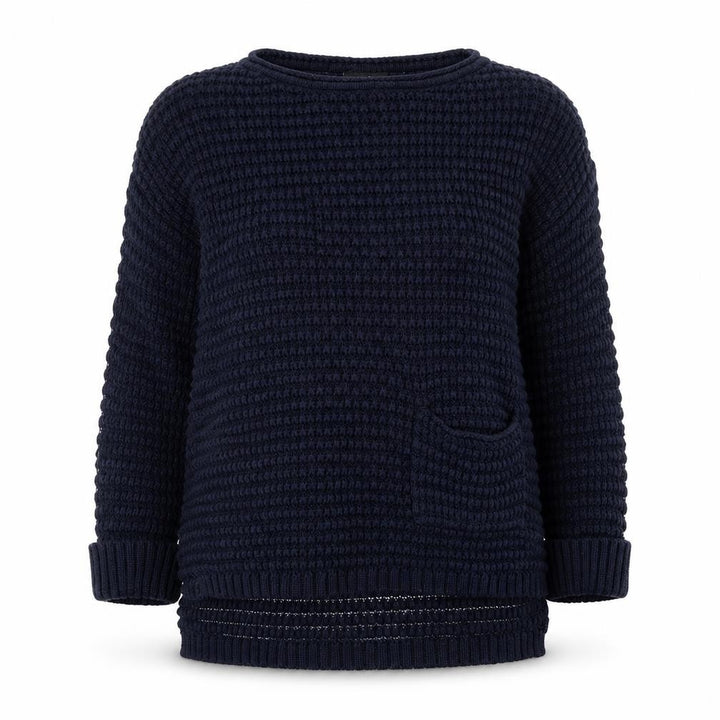 Wallis Women’s Blue Waffle-Knit Cotton Pullover Jumper Size S