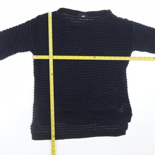 Wallis Women’s Blue Waffle-Knit Cotton Pullover Jumper Size S