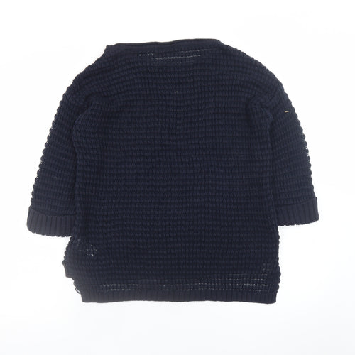 Wallis Women’s Blue Waffle-Knit Cotton Pullover Jumper Size S