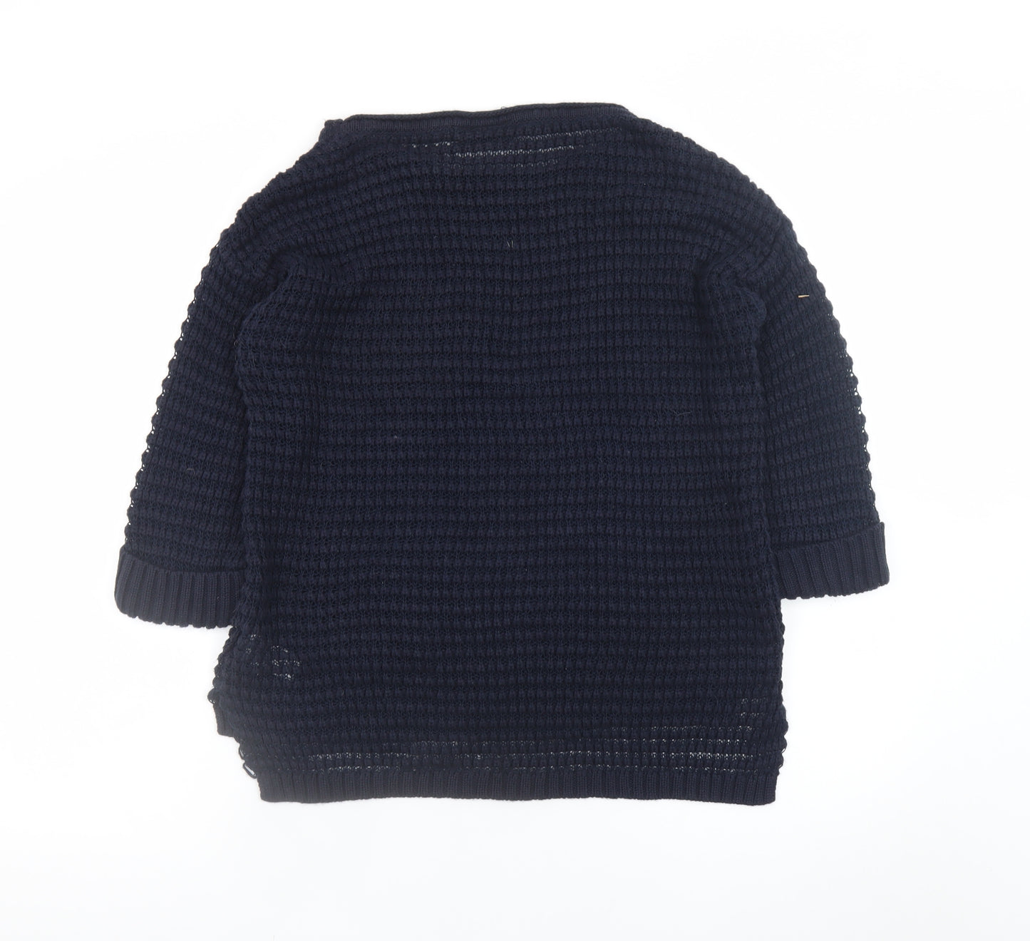 Wallis Women’s Blue Waffle-Knit Cotton Pullover Jumper Size S