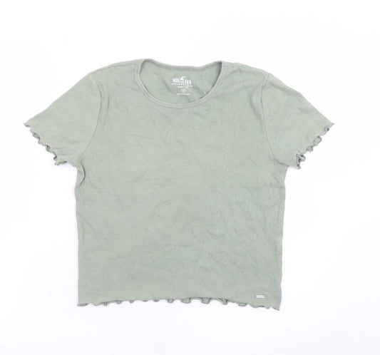 Hollister Womens Green Cropped Baby T-Shirt Size M