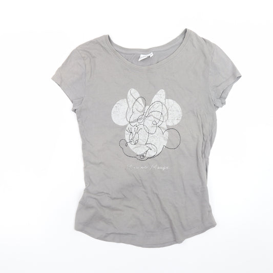 Disney Minnie Mouse Grey Women's S Cotton T-Shirt