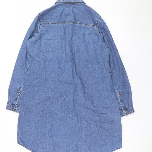 /DENIM Women Blue Size 12 Long Sleeve Shirt Dress