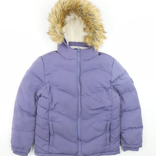 SoulCal & Co Teens Purple Hooded Puffer Jacket 12 Lined Winter Coat