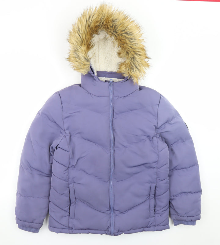 SoulCal & Co Teens Purple Hooded Puffer Jacket 12 Lined Winter Coat