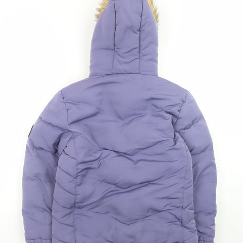 SoulCal & Co Teens Purple Hooded Puffer Jacket 12 Lined Winter Coat