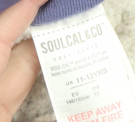SoulCal & Co Teens Purple Hooded Puffer Jacket 12 Lined Winter Coat