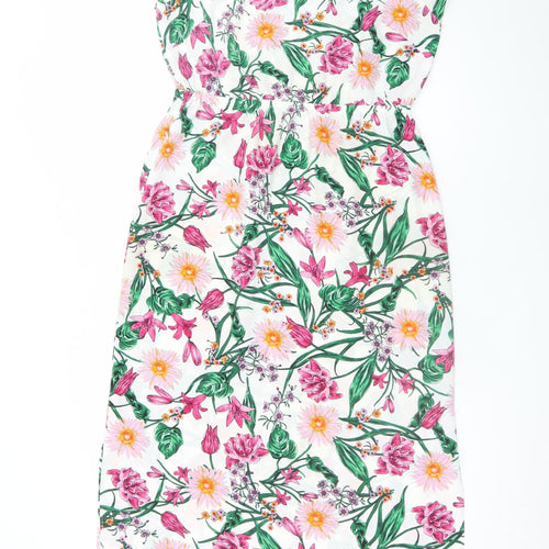 Dunnes Women Multicoloured Floral A-Line Knee Length Cotton Dress Size 12