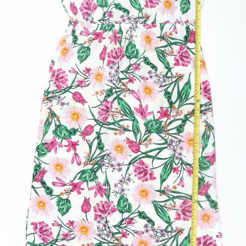 Dunnes Women Multicoloured Floral A-Line Knee Length Cotton Dress Size 12