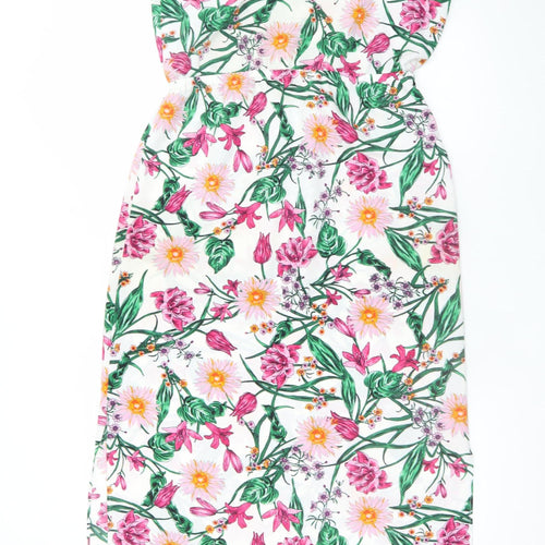 Dunnes Women Multicoloured Floral A-Line Knee Length Cotton Dress Size 12