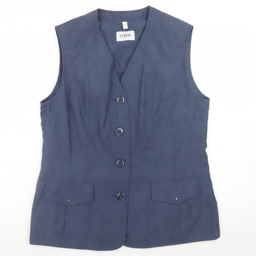 Lebek Women's Blue Sleeveless Button Basic Blouse Size 12