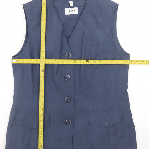 Lebek Women's Blue Sleeveless Button Basic Blouse Size 12