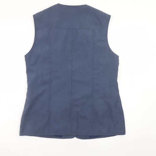 Lebek Women's Blue Sleeveless Button Basic Blouse Size 12
