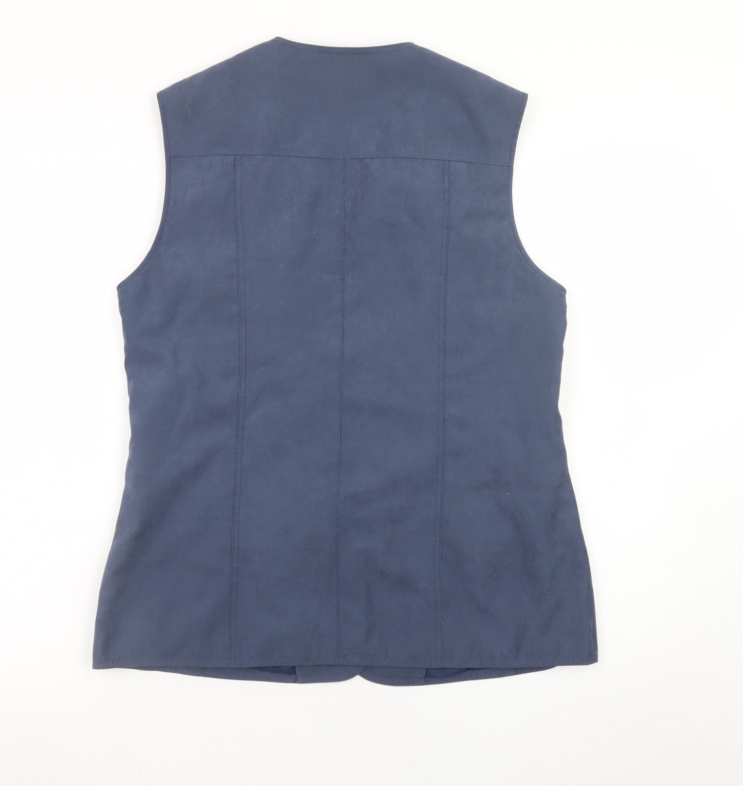 Lebek Women's Blue Sleeveless Button Basic Blouse Size 12