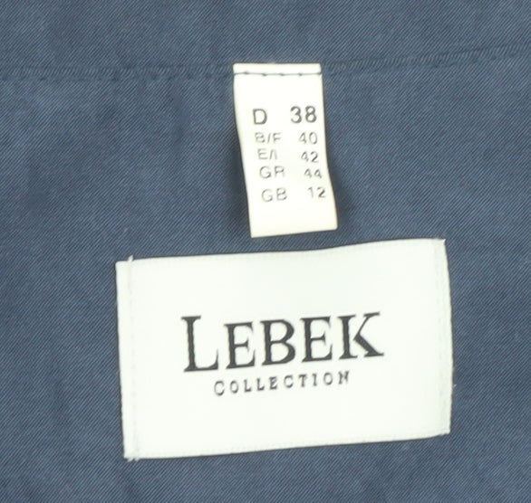 Lebek Women's Blue Sleeveless Button Basic Blouse Size 12