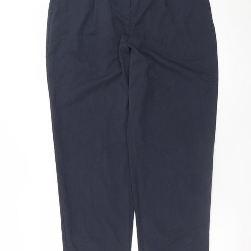 Marks and Spencer Women's Blue Regular Fit Pleated Trousers Size 14