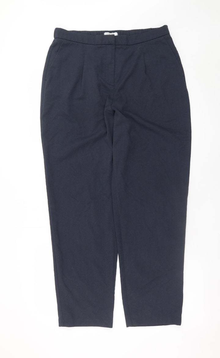 Marks and Spencer Women's Blue Regular Fit Pleated Trousers Size 14