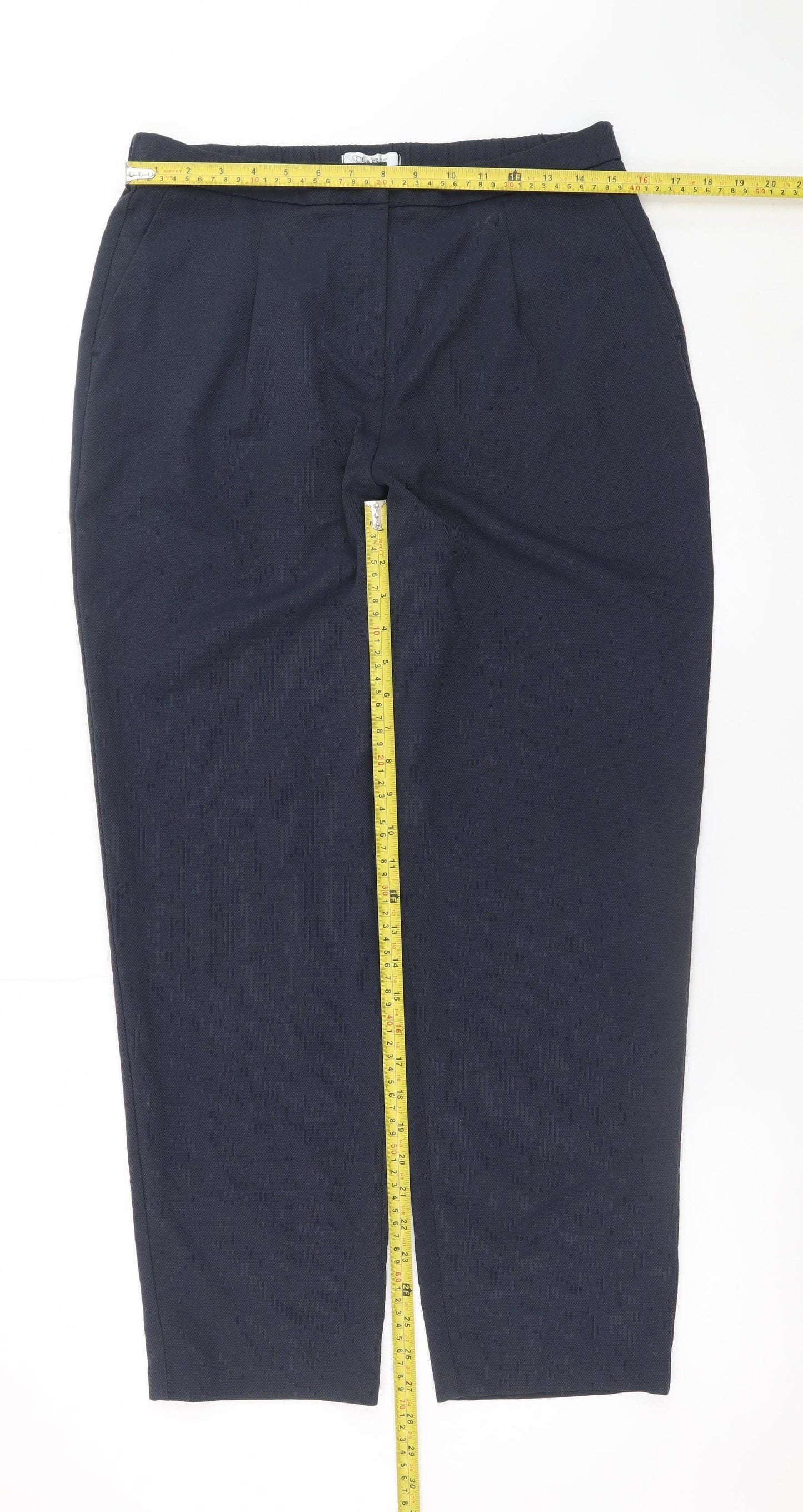Marks and Spencer Women's Blue Regular Fit Pleated Trousers Size 14