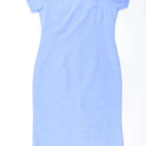 Lucinda Grey Women Blue Size 12 Sheath Knee Length Dress