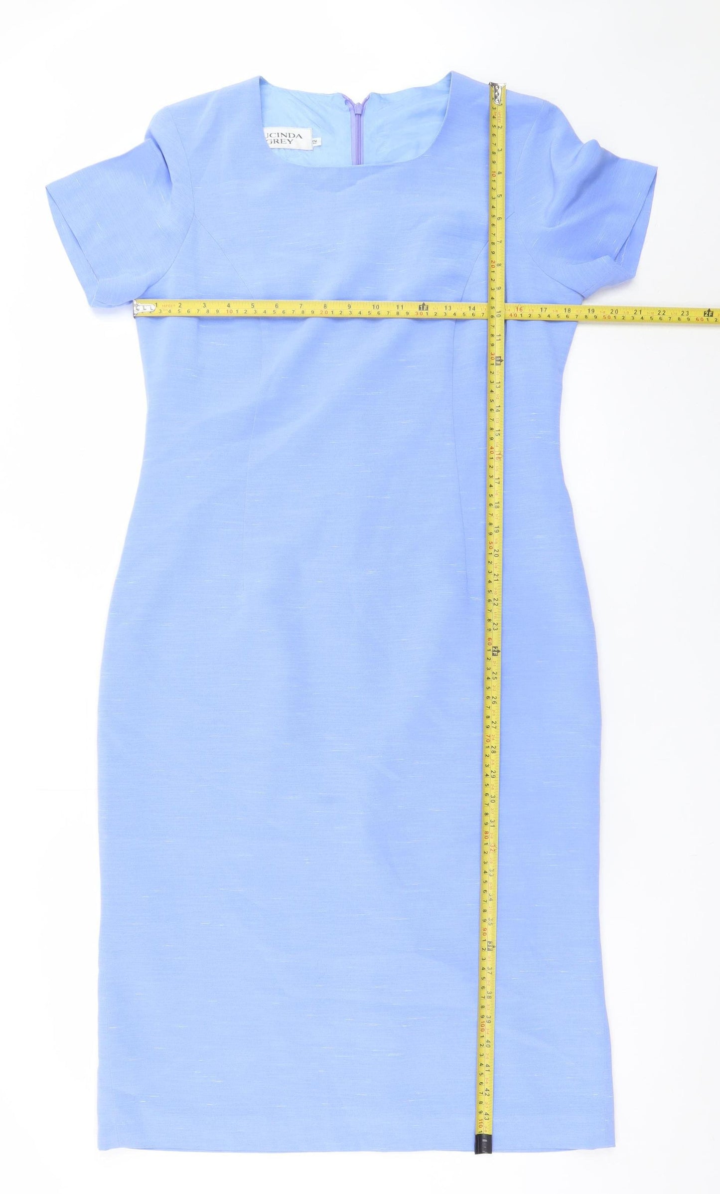 Lucinda Grey Women Blue Size 12 Sheath Knee Length Dress