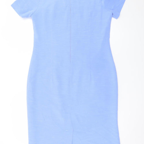 Lucinda Grey Women Blue Size 12 Sheath Knee Length Dress