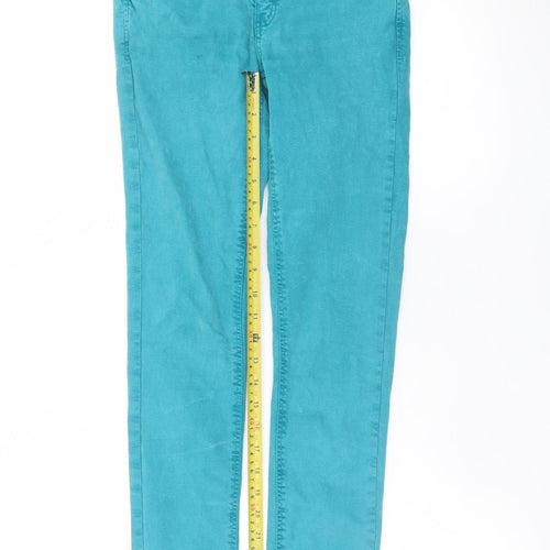 ZARA Women Green Skinny Jeans Size 10 Slim Fit Stretch Denim