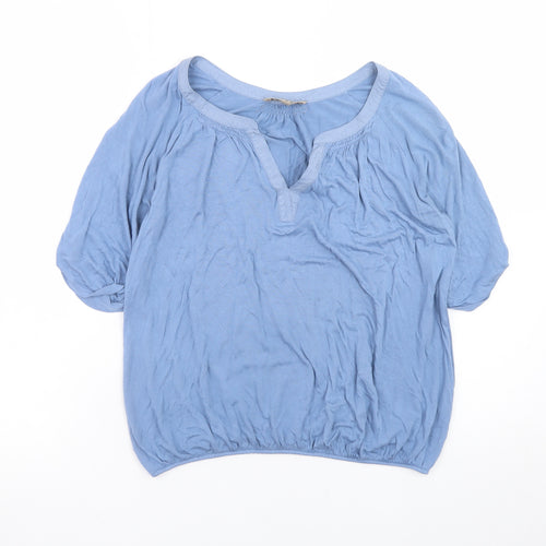Jigsaw Women's Blue V-Neck Short Sleeve Tunic Blouse Size S