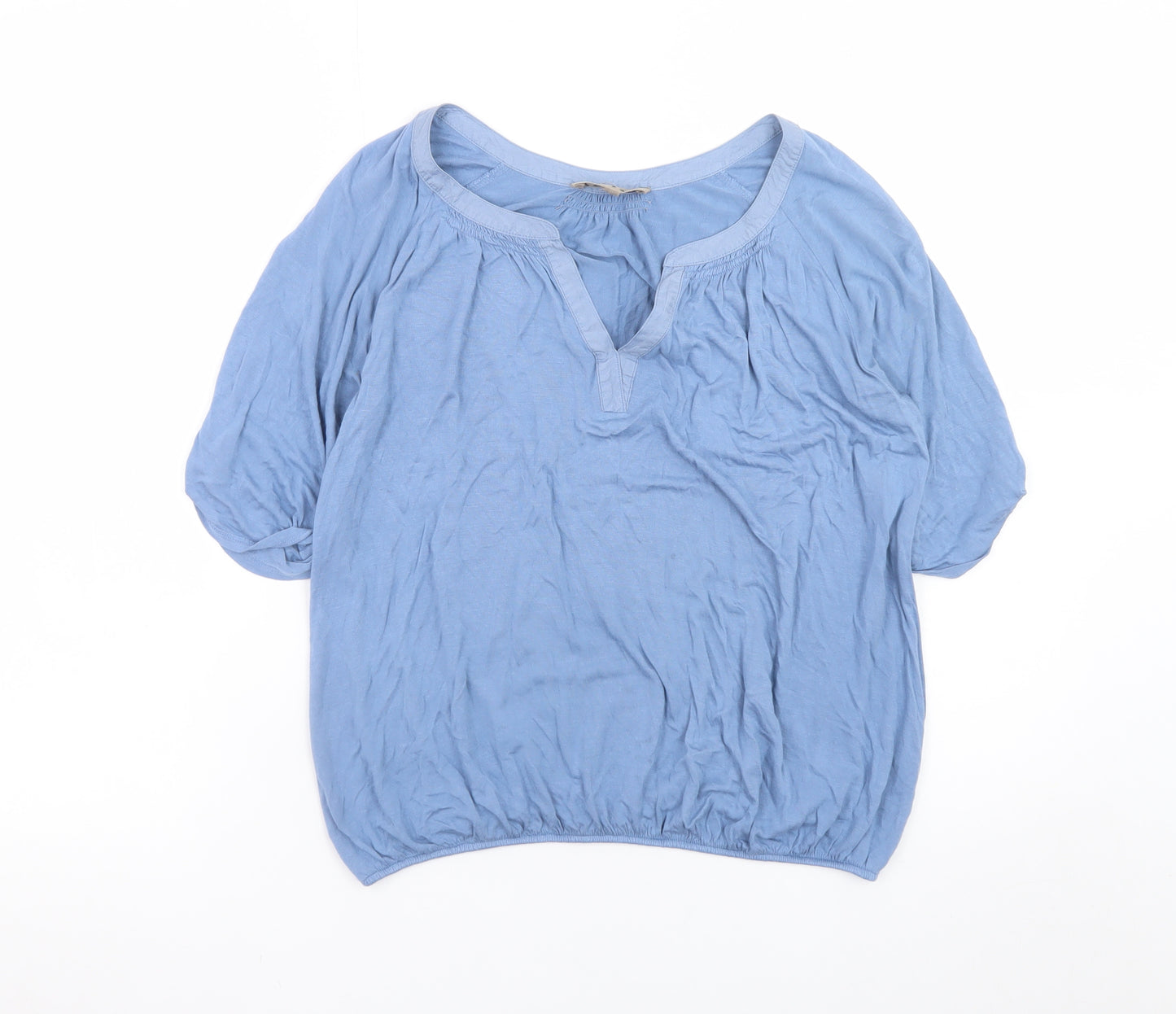 Jigsaw Women's Blue V-Neck Short Sleeve Tunic Blouse Size S