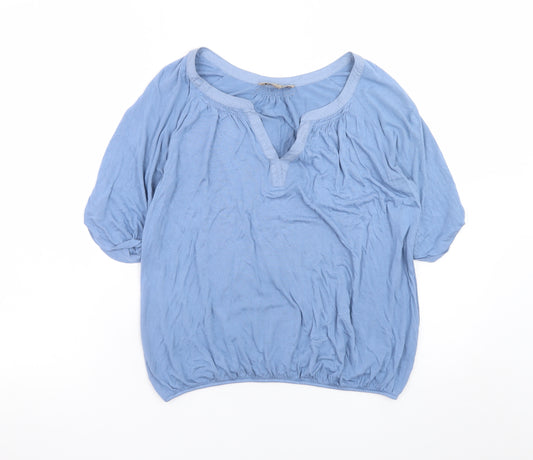 Jigsaw Women's Blue V-Neck Short Sleeve Tunic Blouse Size S