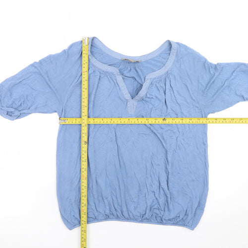 Jigsaw Women's Blue V-Neck Short Sleeve Tunic Blouse Size S