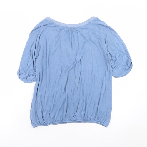 Jigsaw Women's Blue V-Neck Short Sleeve Tunic Blouse Size S