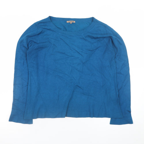 Jigsaw Women Blue M Viscose Blend Crew Neck Long Sleeve Pullover Jumper