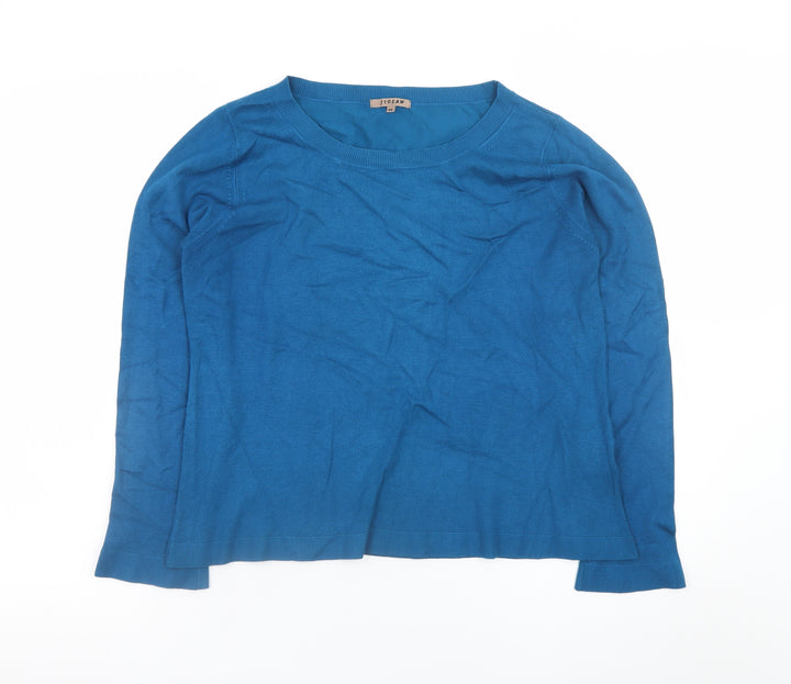 Jigsaw Women Blue M Viscose Blend Crew Neck Long Sleeve Pullover Jumper
