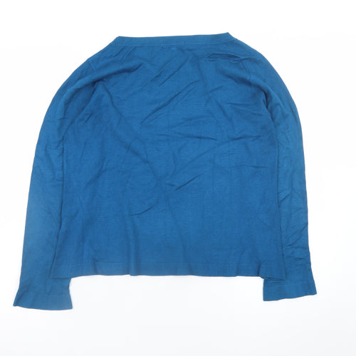 Jigsaw Women Blue M Viscose Blend Crew Neck Long Sleeve Pullover Jumper