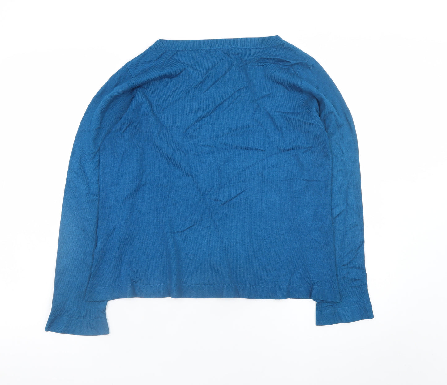 Jigsaw Women Blue M Viscose Blend Crew Neck Long Sleeve Pullover Jumper