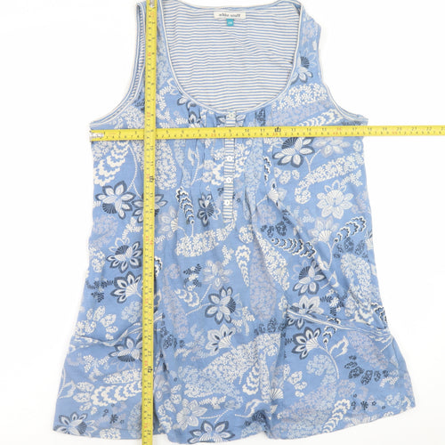 White Stuff Women's Blue Floral Cotton Sleeveless Camisole Top Size 14