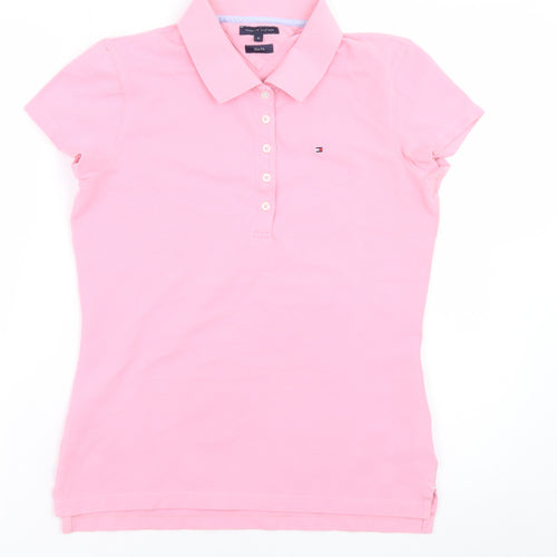 Tommy Hilfiger Women's Pink Slim Fit Polo Shirt Medium