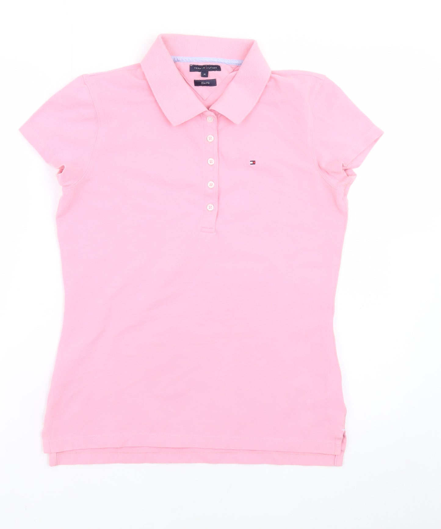 Tommy Hilfiger Women's Pink Slim Fit Polo Shirt Medium
