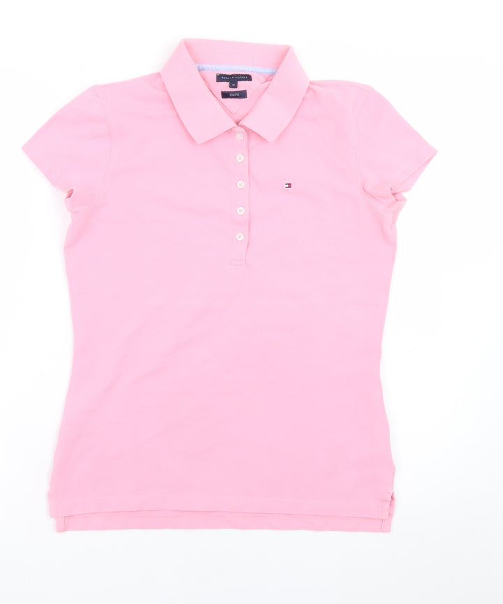 Tommy Hilfiger Women's Pink Slim Fit Polo Shirt Medium