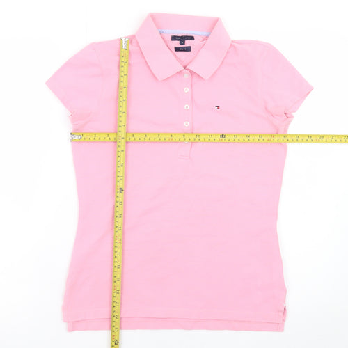 Tommy Hilfiger Women's Pink Slim Fit Polo Shirt Medium