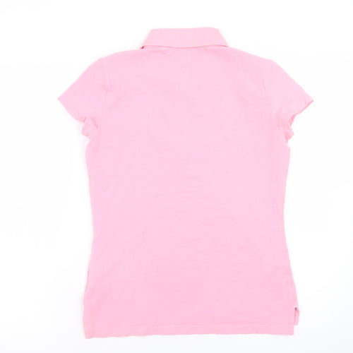 Tommy Hilfiger Women's Pink Slim Fit Polo Shirt Medium