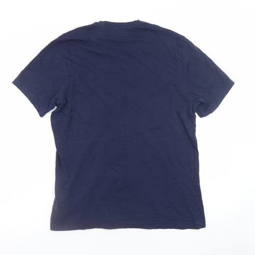 Reebok Men's Blue Logo Cotton Crew Neck Short Sleeve T-Shirt Size L
