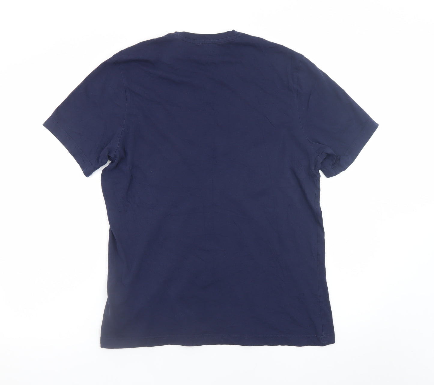 Reebok Men's Blue Logo Cotton Crew Neck Short Sleeve T-Shirt Size L