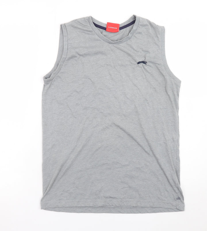 Slazenger Men's Grey Sleeveless Crew Neck Cotton T-Shirt M