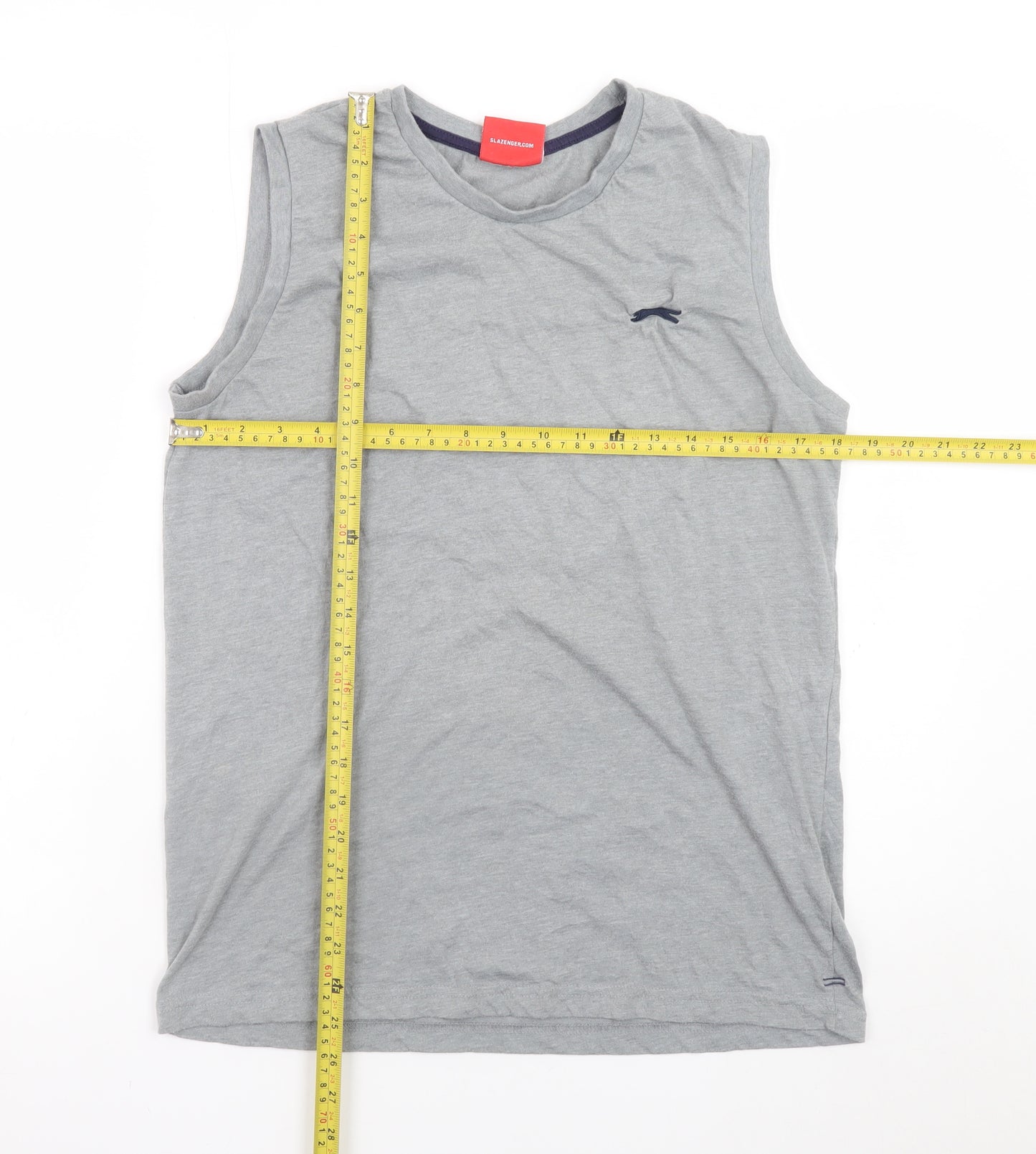 Slazenger Men's Grey Sleeveless Crew Neck Cotton T-Shirt M