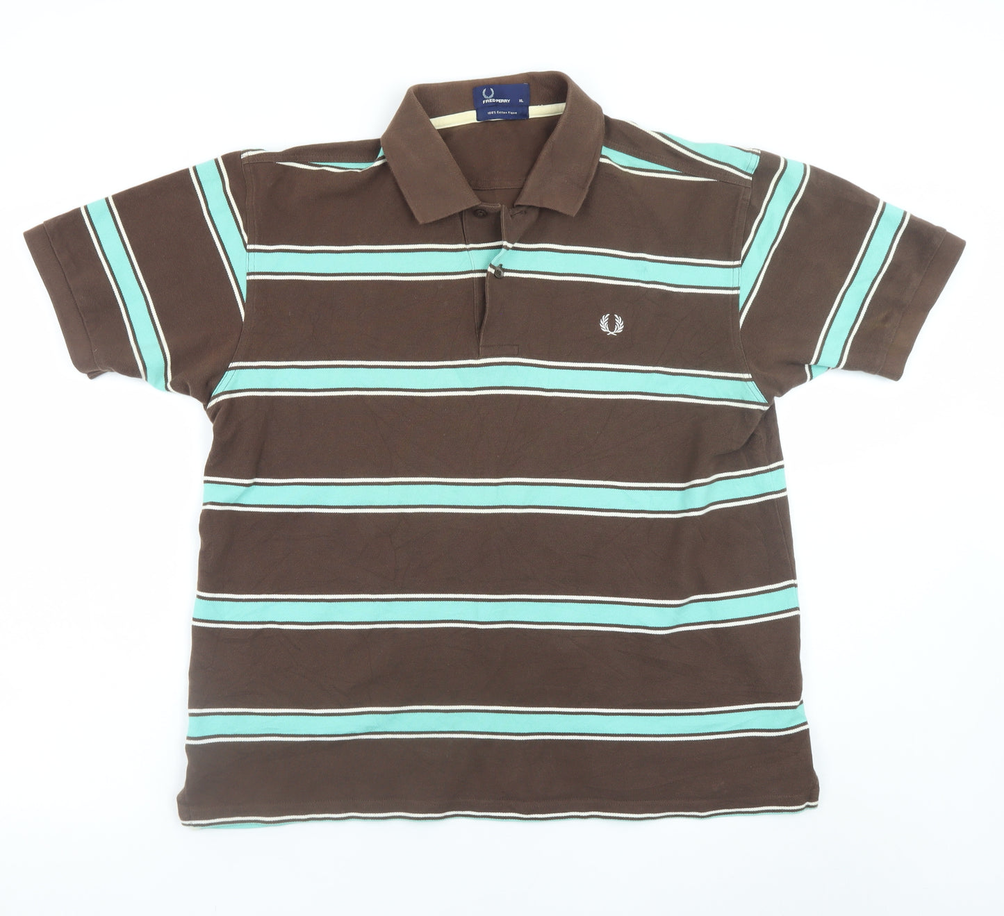 Fred Perry Men's Brown Striped Cotton Polo Shirt XL