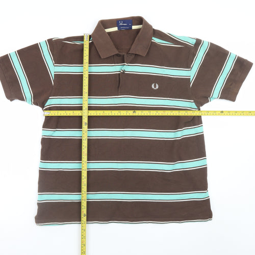 Fred Perry Men's Brown Striped Cotton Polo Shirt XL